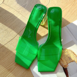 Suvepapud Naistele Sinised Rohelised L&auml;bipaistvad PVC Kingad Mules Sandaalid Moodsad Avatud Varba L&auml;bipaistvad Kontsad Rannas Želee Sandaalid Suurus 35 -40 37