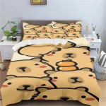 Kapiibarad Tekikott Anime Voodipesu Padjap&uuml;&uuml;r Tr&uuml;kitud &Uuml;ldine Laste ja T&auml;iskasvanute Komplekt Queen Size Reaktiivne Tr&uuml;kk Tekk Eu Single 135x200cm