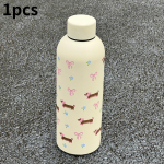 500ML isoleeritud roostevabast terasest reisimugg, vorstikoera disain, kahekordse seinaga termospudel kuumadele ja k&uuml;lmadele jookidele 500ml beež
