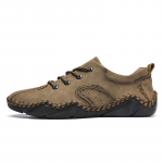 Meeste vabaajajalatsid Retro Briti stiilis nahk Puhas k&auml;sitsi valmistatud meeste paadikingad Kollased Loafer meeste kingad 48 khaki