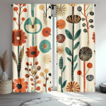 2 tk Lehekesed Skandinaavia Kardinat - Geomeetriline &Uuml;mar & Moodne Boho Disain 100% Pol&uuml;ester Pooll&auml;bipaistvad Kardinad Kangi Taskuga wit 100*130 Rod Pocket 1pcs black