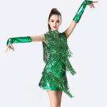 Ladina tantsukleit Naiste litritega tantsukleit Naiste ballisaali Samba Tango Ladina Naiste litritega Ladina tantsukleit XXL roheline
