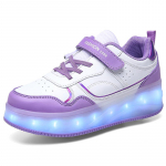 29-40 Laste neljarattalised laetavad eemaldatava rattaga kingad LED-valgustusega Kingad Rulluisutajate tossud T&uuml;drukute uisud 38 lilla