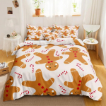 Multifilmsed j&otilde;uluvoodipesukomplektid Piparkoogimehe tekikotikomplekt Moodne mood Kodutekstiilid Lilleline voodipesu dropshippingi jaoks EU Single(135*200cm)3pcs