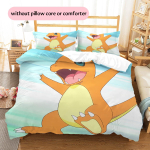 Charmander Pok&eacute;moni Muster Voodipesu Kodukaunistus S&uuml;nnip&auml;evakingitus (1 * tekikott + 2 * padjap&uuml;&uuml;ri, ilma s&uuml;damikuta) 135x200cm orange