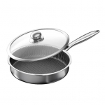 Roostevabast terasest praepann Kahepoolne grill praadidele ja munadele &Uuml;heosalise k&auml;epidemega pann Kaubanduslik kvaliteet Korrosioonikindel k&ouml;&ouml;gitarvik ergonoomilise 24cm 1 Set