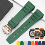 Uus 25mm Punane Must Roheline Hall Sinine Kollane Oranž Kummist Kellarihm Richard Mille rihma jaoks RM011 Mille K&auml;ev&otilde;ru kellarihm 25-20mm gray