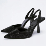 2026 Suvi Uus Br&auml;nd Naiste Sandaalid Moodne Kristallpandlaga Slingback K&otilde;rged Kontsad Peo Elegantne Kuldne Naiste Kingad Seksikad Pumbad 35 must