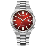 CITIZEN Mehaaniline kell kuup&auml;evaga CITIZEN COLLECTION TSUYOSA 40mm Metall Automaatne Punane Sekundihoidja H&otilde;bedane Meeste N&auml;idik, NJ0150-56W, Burgundiapunane, Rihm,