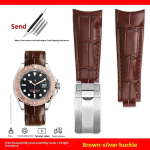 Originaalstiilis kaardus otsaga kellarihm 20mm Rolex Water Ghosti jaoks Ehtne nahast kellarihm GMT Submariner Daytona meeste k&auml;ev&otilde;ru 20mm black