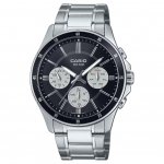 CASIO kvartsliikumisega roostevabast terasest rihmaga k&auml;ekell Meeste kellad Must sihverplaat MTP-1374D-1A3V Black Dial
