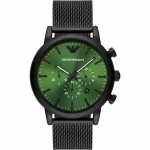 Emporio Armani Ajalooline Kollektsioon Roheline Must Metall Meeste Kvarts Kronograaf AR11470 roheline