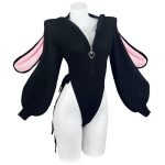 Seksikas J&auml;nku T&uuml;druk Cosplay Kost&uuml;&uuml;mikomplekt Loomade Seksikas Naljakas Halloweeni Autentne Cosplay J&auml;nku &Uuml;likond [KORURACLUB] 3-osaline Naiste Bodysuit, Kost&uuml;&uuml;m, Armas, must