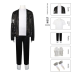 Michael Jacksoni esinemiskost&uuml;&uuml;mid, Laste ja t&auml;iskasvanute lavasequin-riided, Meeste ja naiste MJ esinemisriiete komplektid Black Sequins 120 white