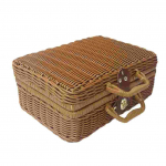 Korv rotangist vitstest kohver Piknik kootud hoiuruum Vintage Box k&auml;ekott Takistab matkamist kingikasti pagasiruumi maal&auml;hedane kohver talumaja Retro 25x18cm helepruun v&auml;rv