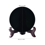 Must ennustuspeegel Obsidiaanist Ennustamiseks Dekoratiivne Peegel Alusega Ennustamiseks, Meditatsiooniks Ja Feng Shui Ravi 12x10cm must