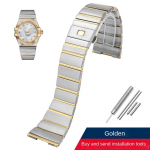 Omega Double Eagle Terasest Rihm Constellation Seeria K&auml;ev&otilde;ru Meeste ja Naiste Kellarihm Metallist Tarvikud 17MM 23MM 25MM 17MM