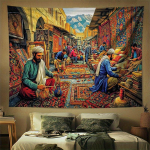 P&auml;rsia kunstistiilis Digitaalne tr&uuml;kitud pol&uuml;ester seinavaip sobib kasutamiseks elutubades magamistubades kontorites baarides pidudel 150x200cm(60x80in) brown