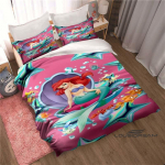 3D prinditud V&auml;ike merineitsi (Ariel) tekikott ja padjap&uuml;&uuml;r voodipesukomplekt, sobib poiste ja t&uuml;drukute magamistubade kaunistamiseks 135X200cm
