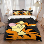 3 tk komplekt Tigger1 tk tekikate+2 tk padjap&uuml;&uuml;ri, ilma t&auml;idiseta, tr&uuml;kitud voodipesu, K&otilde;ik hooajad Magamistoa sisustus046 140x200cm black