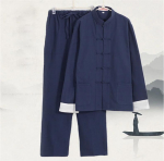 Traditsiooniline Hiina stiilis meeste puuvillane linane pealsed p&uuml;ksid Hanfu Tangi &uuml;likond Kung Fu Tai Chi vormiriietus Idamaine moer&otilde;ivaste komplekt M