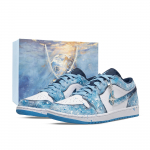 Jordan Air Jordan 1 Monster Lab, Jumalik Karistus Madalad Vintage Korvpallijalatsid Unisex Valge Sinine 553558-404(Team445-) 42