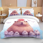 Naljakas armas kapibaara tekikott &uuml;hekohaline, Kawaii looma-looduse n&auml;riline roheline pruun magamistoa sisustus tekikott komplekt lastele 135x200cm white