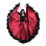 Moodne sile Hispaania Flamenco Seelik Pol&uuml;ester Suure Hoojooksuga Suur Hoojooksuga Seelik Ballitants Peo K&otilde;hutantsu Kost&uuml;&uuml;mid Tants 180 degree veinipunane v&auml;rv