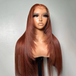 AIMEYA kihiline l&otilde;ikega parukas plaatinablond pitsiga esiosa parukas pikk sirge s&uuml;nteetiline pitsparukas kuumakindel blond parukas naistele (Copper,18inches&Lace Front) vask