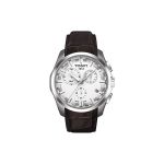 Tissot Couturier Kvartsliikumisega 100M Veekindel K&auml;ekell 41mm Valge sihverplaadiga Meeste kellad T035.439.16.031.00 Brown Strap