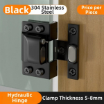 Uue H&uuml;drauliline Klaasukse Hing U-kujulise Klambriga 304 Roostevabast Terasest Klaaskapi Ukse Hinged Ukse Hing 5-8mm Paksuse jaoks must