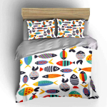 V&auml;rvilise Kalakujutisega Kodukomplekt Peen Kolmeosaline Voodipesukomplekt Kingitus Lastele ja T&auml;iskasvanutele EU Twin 135X200cm&set gray