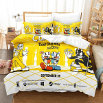 Uus 3D-tr&uuml;kiga Anime The Cuphead Show Voodipesukomplekt &Uuml;he-, Twin-, T&auml;is-, Queen-, King-suuruses Voodikomplekt T&auml;iskasvanu Laste Magamistoa Tekikoti Komplektid EU single(135x200cm)