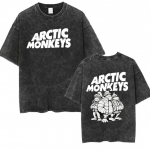 Retro Pesu Vintage Naiste Puuvillased Pesu T-s&auml;rgid &Uuml;mmarguse kaelusega Kulunud L&uuml;hikeste varrukatega ARCTIC MONKEYS Prindiga Topid S mitmev&auml;rviline