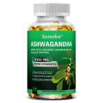Orgaaniline Ashwagandha 5000mg Ekstra Tugevus koos Musta Pipraga, 120 Toidulisandi Pehmekapslit 120PCS green