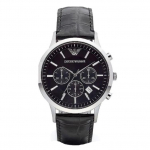 Emporio Armani AR2447 meeste k&auml;ekell must rihm must sihverplaat 43mm + karp