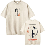 Pestud Vintage Anime Kagurabachi Chihiro Rokuhira Kahepoolse Prindiga T-s&auml;rk Meestele Naistele Manga Mood Retro &Uuml;legabariidilised T-s&auml;rgid M white
