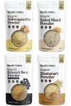 Shudh Online Valge Musli, Ashwagandha, Kaunch, Shatavari pulbri komplekt (Pakk 100 grammi x 4 kombo)