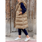 Naiste pikk kapuutsiga vest-mantel S&uuml;gis-talvine varrukateta soe vest-jakk tepitud vest-jakk pealisr&otilde;ivas 5XL 4XL khaki