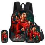 Ronaldo 3 tk komplekt Koolikott CR Jalgpalli t&auml;ht laps Seljakott Pinalikotid Koolikott L&otilde;unakott Jalgpallispordi seljakott Laste kingitus black