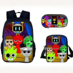 Sprunki Incredibox Laste Koolikoti Komplekt Kerge Ergonoomiline Kahe Rihmaga Kott Klassidele 3-4 Multikaprint Oxfordi Kangas Koos 17 Backpack