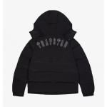 Suur puuvillane kapuutsiga jakk tikitud t&auml;hega Streetwear Unisex Y2K Hip Hop Vabaaja mantel Small must valge v&auml;rv