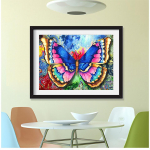 V&auml;rviline loomade liblikas pilt isetegemise kristallist t&auml;ispuuriga teemantmaalinguga seinakaunistus 20X30CM