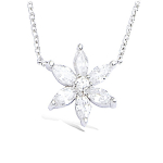 Les Tr&eacute;sors De Lily [K6444] - Collier Argent 'Flora' blanc argent&eacute; (rhodi&eacute;) - 12 mm valge