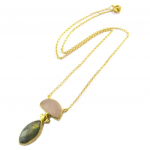 Les Tr&eacute;sors De Lily [P2293] - Collier artisanal plaqu&eacute; or 'Princesse Ottomane' rose gris dor&eacute; Heleroosa