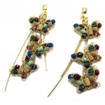 Les Tr&eacute;sors De Lily [P4034] - k&auml;sit&ouml;&ouml;na valmistatud kullatud k&otilde;rvar&otilde;ngad 'Brasilia' mitmev&auml;rvilisest kullast (liblikad) - 70x20 mm mitmev&auml;rviline