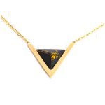 Les Tr&eacute;sors De Lily [Q8552] - Collier cr&eacute;ateur acier 'Boho' noir dor&eacute; (triangles) - 15x15 mm must