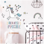 Les Tr&eacute;sors De Lily [Q8305] - Planche de stickers 'Licorne My Unicorn' (Rien n'est impossible) - 50x70 cm mitmev&auml;rviline