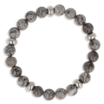 Les Tr&eacute;sors De Lily [R0675] - Bracelet acier 'Min&eacute;ralia' gris (quartz) - 8 mm hall