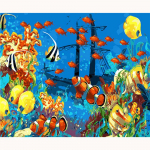 Teemantmaaling T&auml;is&uuml;mmargune maastik kala Daimond Maalimine Tikand Loomad Ristpiste 20X30CM